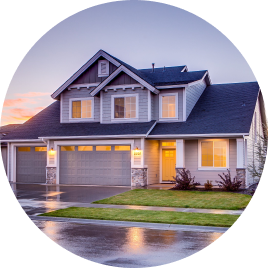 A family home at dusk